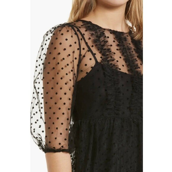 Amy Lynn Dover Tiered Mesh Dress in black with a polka dress size Small - Picture 13 of 13